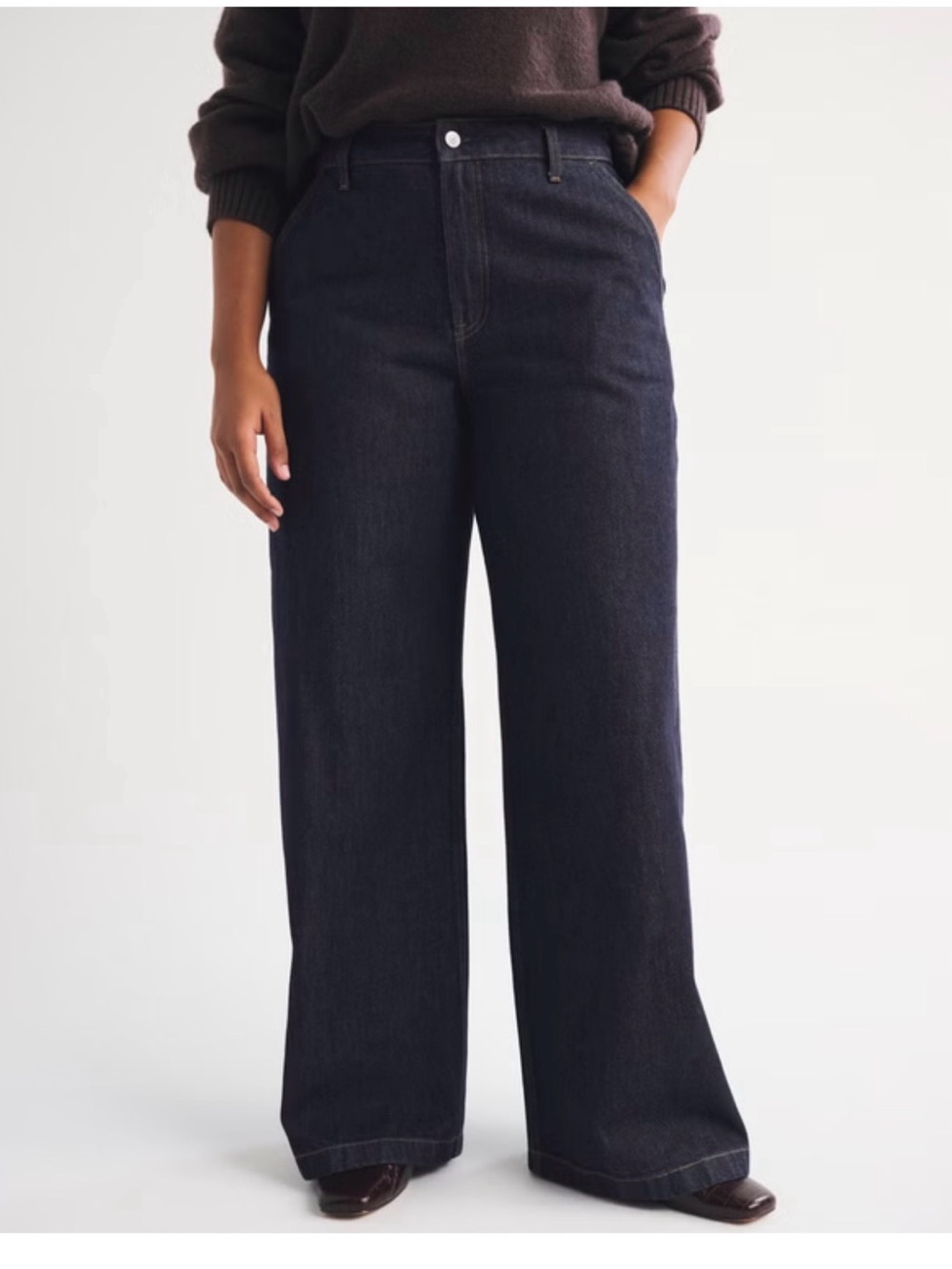 Abercrombie & Fitch Curve Love High Rise Wide Leg Trouser Jean size 27 Long